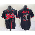 Cincinnati Reds #30 Ken Griffey Jr Number Black HOLBERT 2023 City Connect Cool Base Stitched Jersey 2