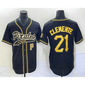 Pittsburgh Pirates #21 Roberto Clemente Number Black HOLBERT Cool Base Stitched Jersey 1