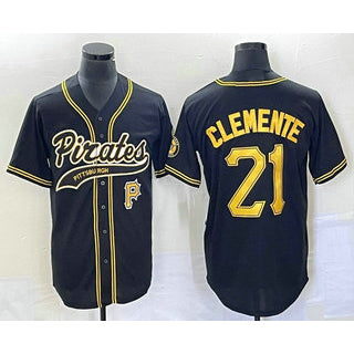 Pittsburgh Pirates #21 Roberto Clemente Number Black HOLBERT Cool Base Stitched Jersey 1