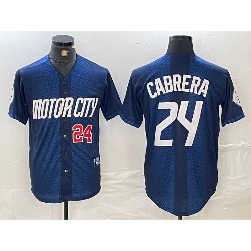 Detroit Tigers #24 Miguel Cabrera Number Navy HOLBERT 2024 City Connect Cool Base Limited Stitched Jersey