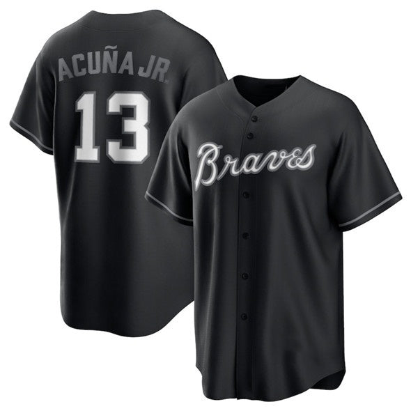 Atlanta Braves #13 Ronald Acuna Jr. Black HOLBERT Lights Out Limited Stitched Jersey