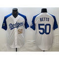Los Angeles Dodgers #50 Mookie Betts Number White Blue HOLBERT Fashion Stitched Cool Base Limited Jersey 3