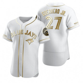 Toronto Blue Jays #27 Vladimir Guerrero Jr. White Gold HOLBERT Flex Base Stitched Jersey