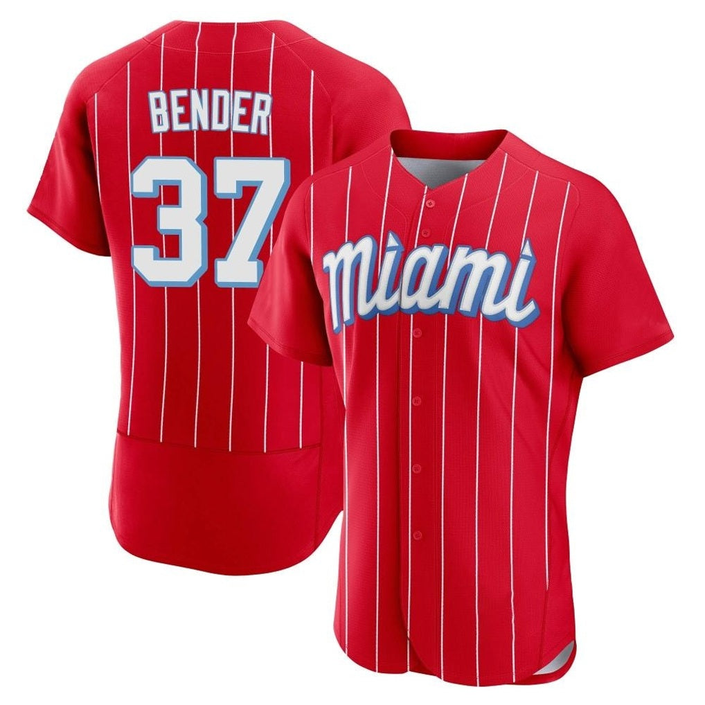 Miami Marlins #37 Anthony Bender Player Red HOLBERT City Connect Home Limited Elite Stitched Jerseys