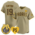 San Diego Padres #19 Tony Gwynn Tan HOLBERT 'For Peter' And Petco Park 20th Patch Limited Stitched Jersey
