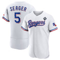 Texas Rangers #5 Corey Seager White HOLBERT 2023 World Series Flex Base Stitched Jersey