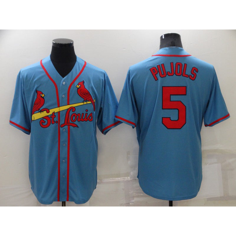 St. Louis Cardinals #5 Albert Pujols Light Blue HOLBERT Stitched Cool Base Jersey