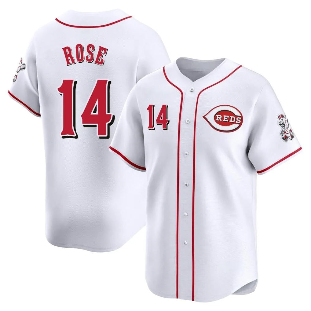 Cincinnati Reds #14 Pete Rose Player White HOLBERT Home Limited Stitched Jerseys