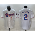 Texas Rangers #2 Marcus Semien Number White HOLBERT 2023 World Series Champions Cool Base Jerseys