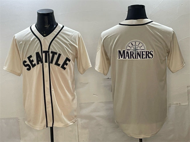 Seattle Mariners Team Big Logo Cream HOLBERT Alternate Stitched Jersey