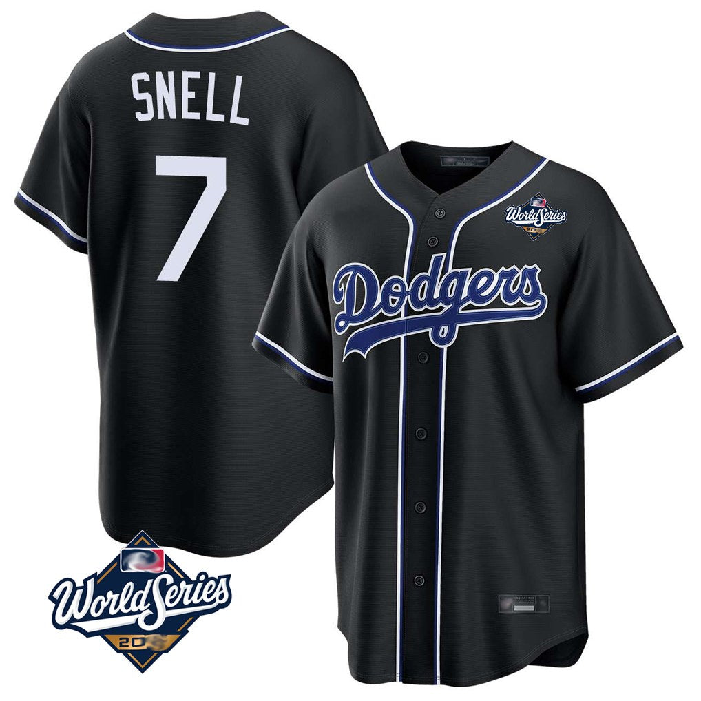 Los Angeles Dodgers #7 Blake Snell Player Black HOLBERT Carbon Limited World Series Home Stitched Jerseys