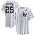 New York Yankees #25 Gleyber Torres White HOLBERT 2024 World Series With Name Cool Base Stitched Jersey