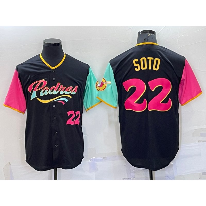 San Diego Padres #22 Juan Soto Number Black HOLBERT 2022 City Connect Cool Base Stitched Jersey