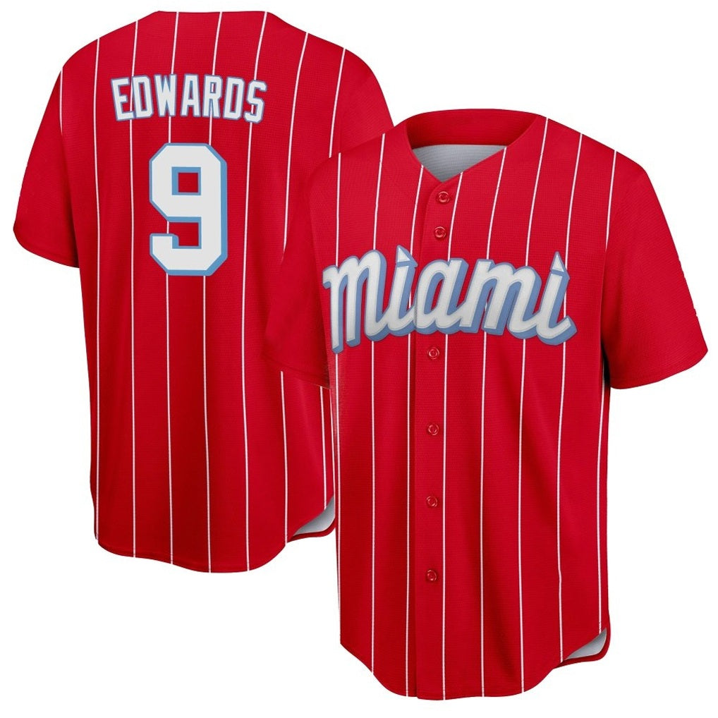 Miami Marlins #9 Xavier Edwards Player Red HOLBERT City Connect Home Game Stitched Jerseys