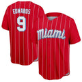 Miami Marlins #9 Xavier Edwards Player Red HOLBERT City Connect Home Game Stitched Jerseys