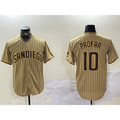San Diego Padres #10 Jurickson Profar Khaki HOLBERT Team Logo Cool Base Jersey 2