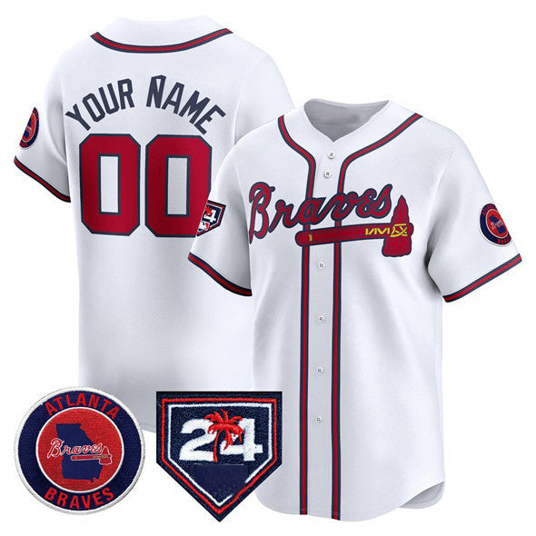 Custom Atlanta Braves White HOLBERT 2024 Spring Training Patch Limited Stitched Jersey