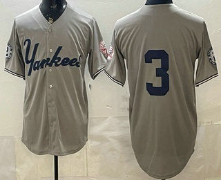 New York Yankees #3 Babe Ruth Grey HOLBERT Without Name Limited Jersey