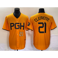 Pittsburgh Pirates #21 Roberto Clemente Number Gold HOLBERT 2023 City Connect Stitched Jersey