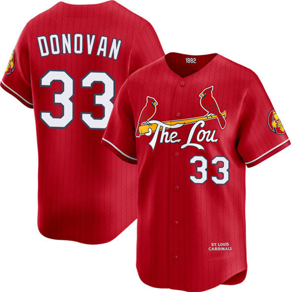 St. Louis Cardinals #33 Brendan Donovan Red HOLBERT 2024 City Connect Limited Stitched Jersey