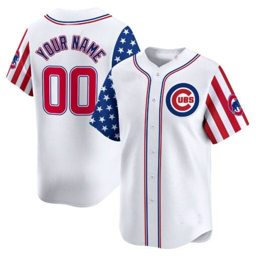 Custom Chicago Cubs 2024 Independence Day Vapor Premier Limited Jersey ¨C All Stitched-White HOLBERT