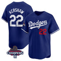 Los Angeles Dodgers #22 Clayton Kershaw Royal HOLBERT 2024 World Series Champions Alternate Limited Stitched Jersey