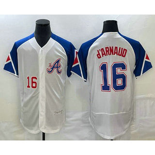 Atlanta Braves #16 Travis dArnaud Number White HOLBERT 2023 City Connect Flex Base Stitched Jersey 2