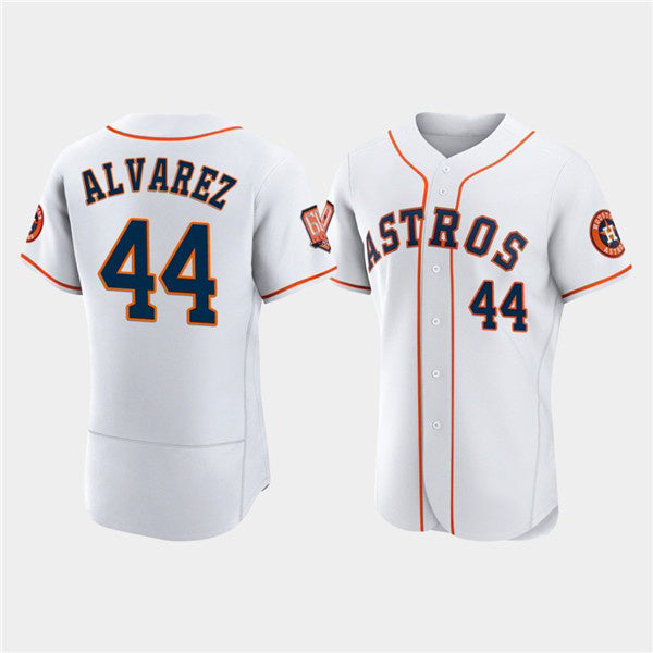 Houston Astros #44 Yordan Alvarez White HOLBERT 60th Anniversary Flex Base Stitched Jersey