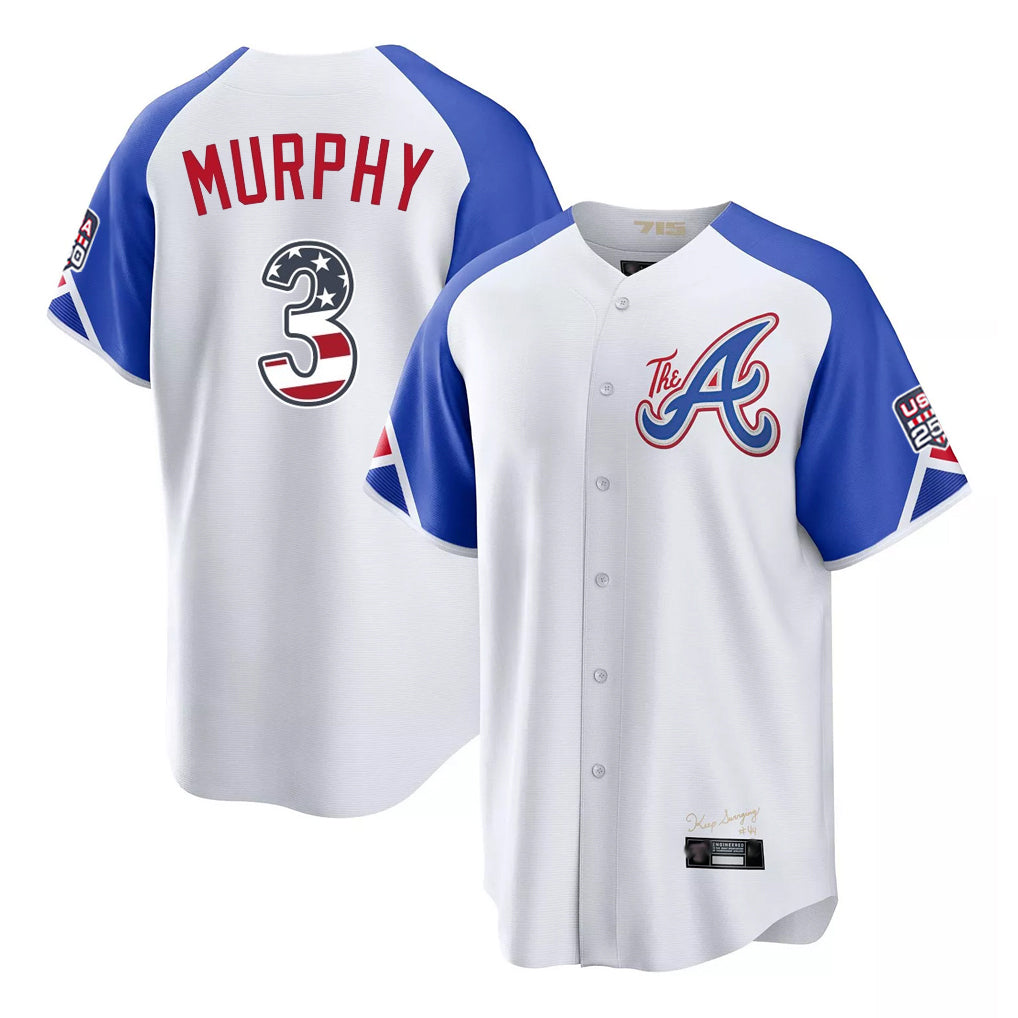 Atlanta Braves #3 Dale Murphy Player White HOLBERT USA 250 Fourth Of July City Connect Home Game Stitched Jerseys