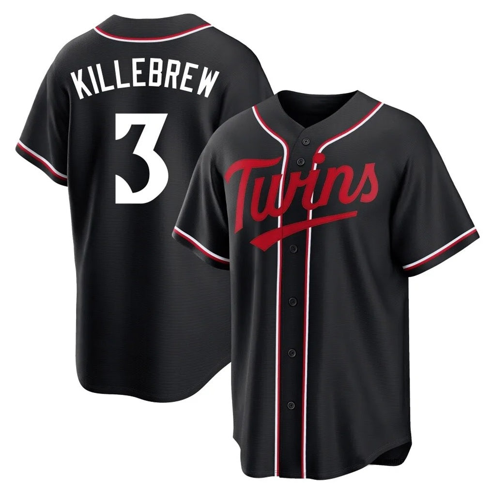 Minnesota Twins #3 Harmon Killebrew Player Black HOLBERTFashion Out Home Limited Stitched Jerseys