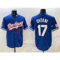 Los Angeles Dodgers #17 Shohei Ohtani Royal HOLBERT With American Flag Patch Limited Stitched Jersey