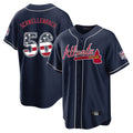Atlanta Braves #56 Spencer Schwellenbach Player Navy HOLBERT USA 250 Fourth Of July Limited Home Game Stitched Jerseys