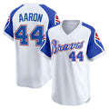 Atlanta Braves #44 Hank Aaron White HOLBERT Throwback Cooperstown Collection Limited Jersey