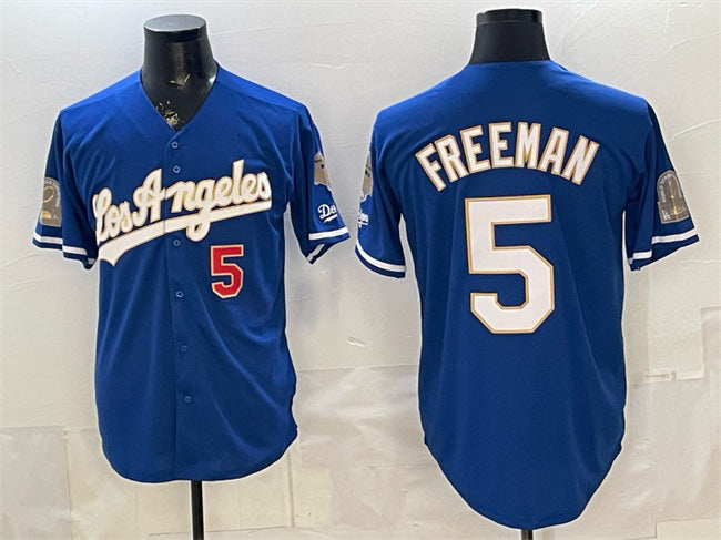 Los Angeles Dodgers #5 Freddie Freeman Royal HOLBERT 2026 Gold Collection 9x & B2B Champs Patch Stitched Jersey