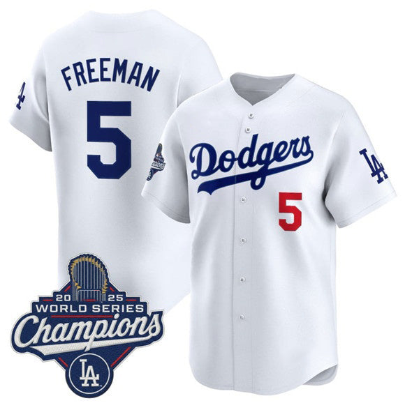 Los Angeles Dodgers #5 Freddie Freeman White HOLBERT 2025 Champions Stitched Jersey