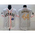 Houston Astros #44 Yordan Alvarez Number 2023 White Gold HOLBERT World Serise Champions Patch Flex Base Stitched Jersey 3
