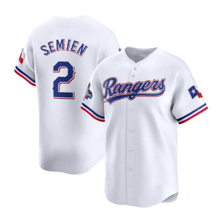 Texas Rangers #2 Marcus Semien White HOLBERT 2023 World Series Champions Stitched Jersey