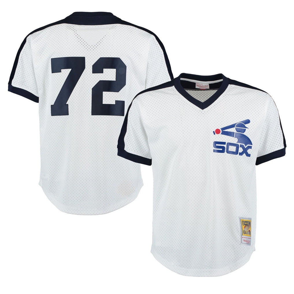Chicago White Sox #72 Carlton Fisk Player White HOLBERT Mitchell & Ness Cooperstown Collection Mesh Game Stitched Jerseys