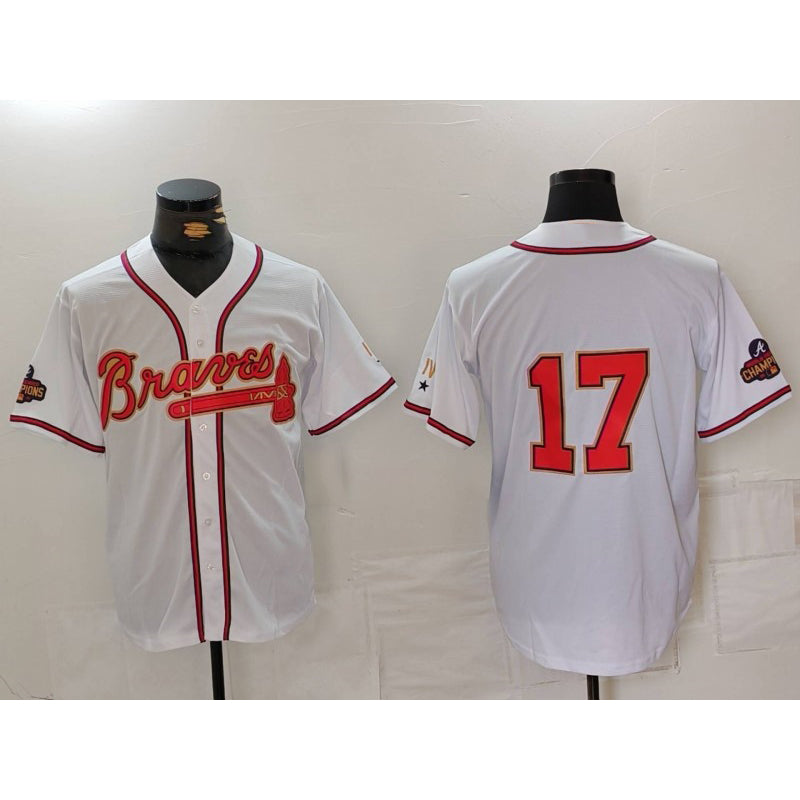 Atlanta Braves #17 Andy Messersmith White Gold HOLBERT World Series Champions Cool Base Stitched Jersey