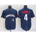 Minnesota Twins #4 Carlos Correa Number 2023 Navy Blue HOLBERT Cool Base Stitched Jersey