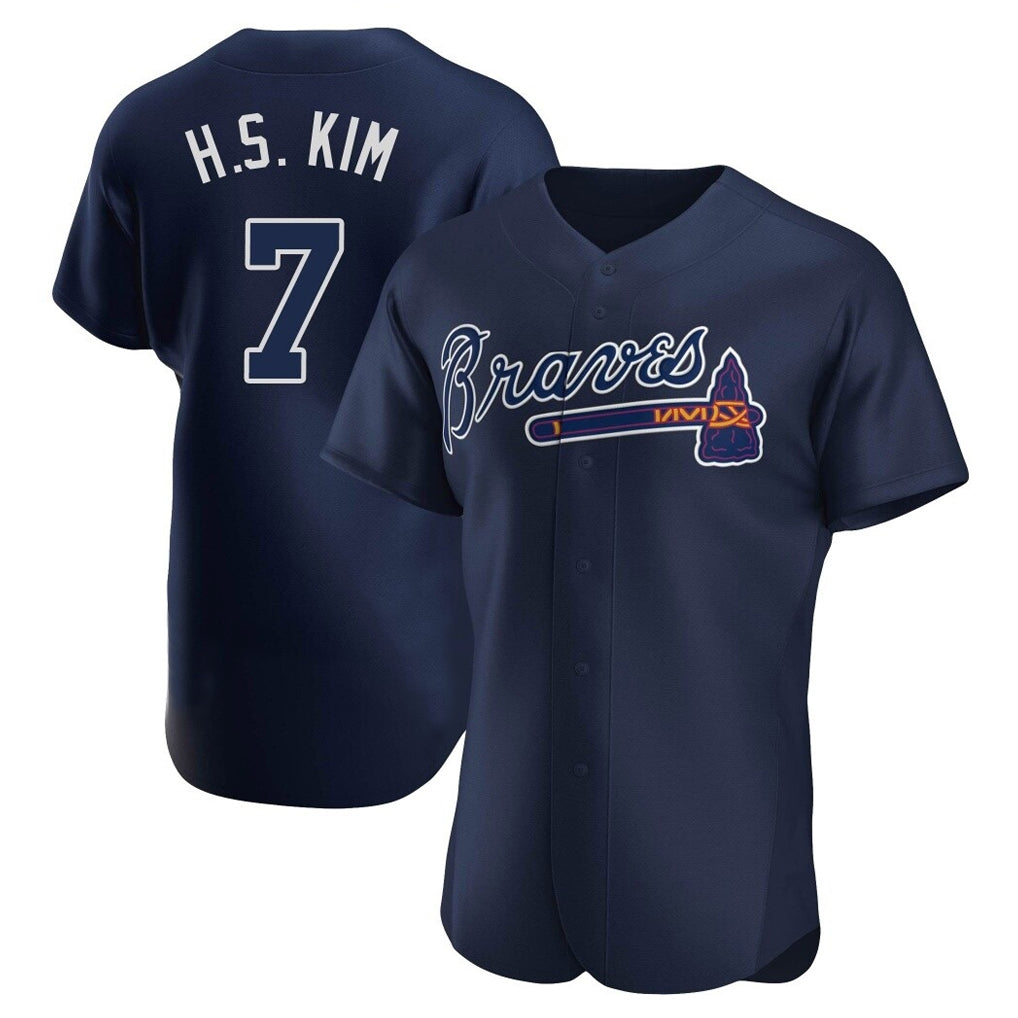 Atlanta Braves #7 Ha-Seong Kim Player Navy HOLBERT Alternate Limited Elite Home Game Stitched Jerseys