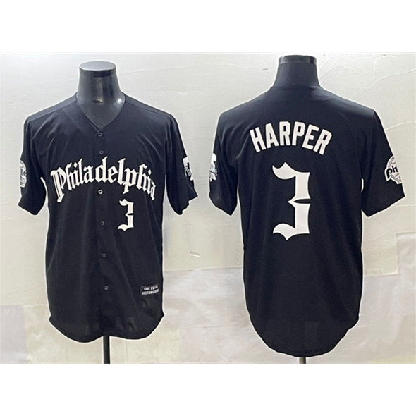 Philadelphia Phillies #3 Bryce Harper Black HOLBERT Gothic Vapor Limited Stitched Jersey