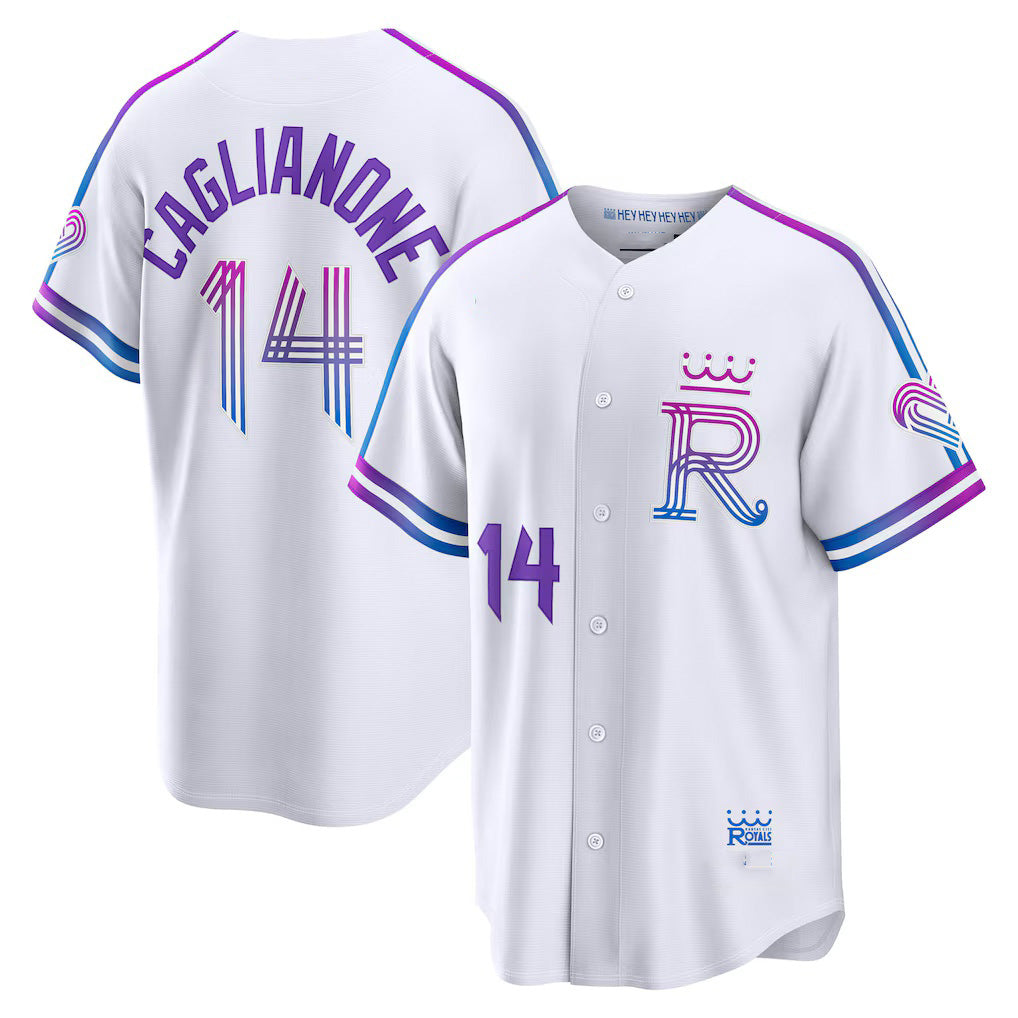 Kansas City Royals #14 Jac Caglianone White HOLBERT 2026 City Connect Stadium Jersey