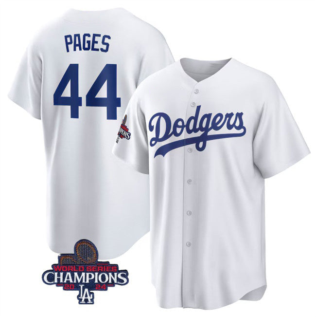 Los Angeles Dodgers #44 Andy Pages White HOLBERT 2024 World Series Cool Base Stitched Jersey