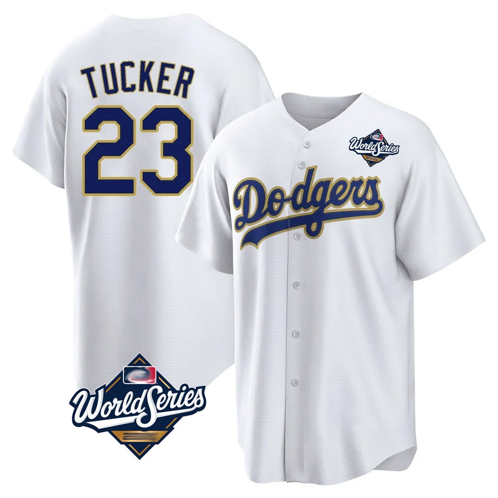 Los Angeles Dodgers #23 Kyle Tucker Player Gold White HOLBERT World Series 2026 Collection Stadium Game Stitched Jerseys
