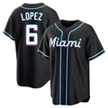 Miami Marlins #6 Otto Lopez Player Black HOLBERT Fashion Out Home Game Stitched Jerseys