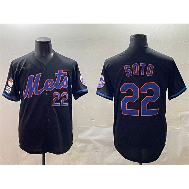 New York Mets #22 Juan Soto Black HOLBERT 2025 Spring Training Cool Base Stitched Jersey