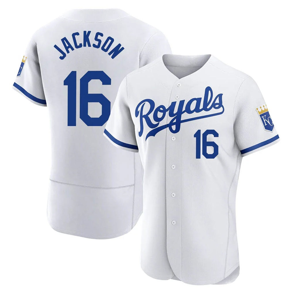 Kansas City Royals #16 Bo Jackson Player White HOLBERT Limited Elite Home Game Stitched Jerseys