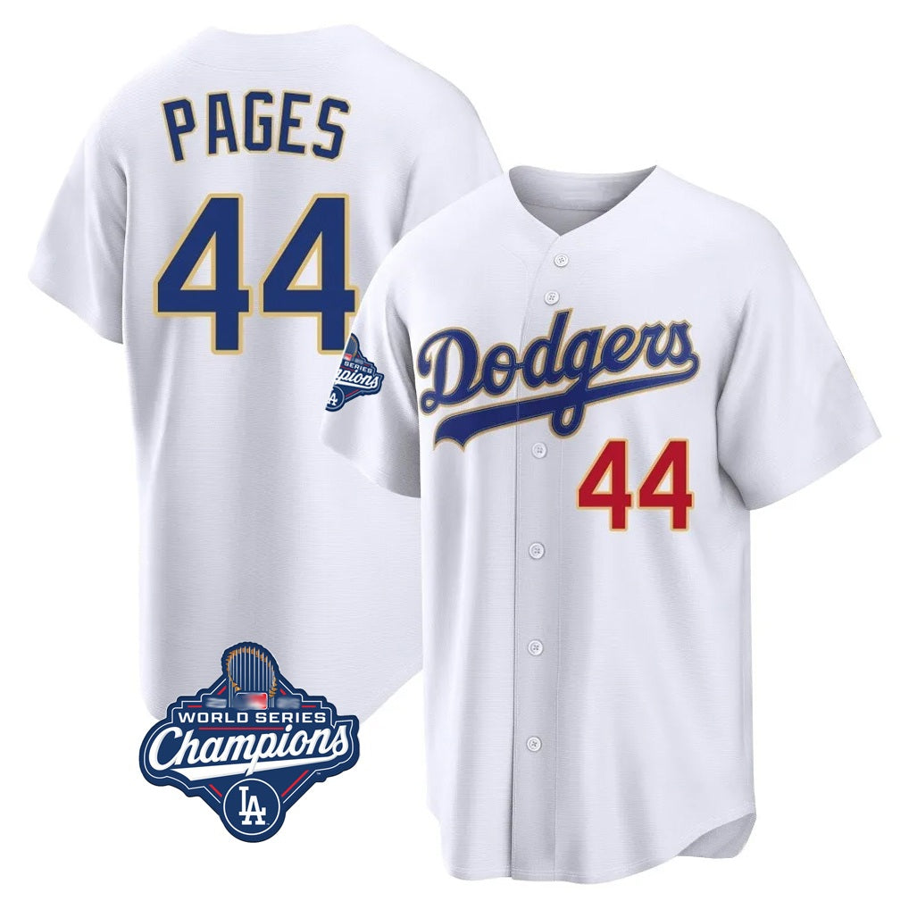 Los Angeles Dodgers #44 Andy Pages Player Gold White HOLBERT World Series Meet 2026 Collection Stadium Limited Stitched Jerseys