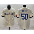 Los Angeles Dodgers #50 Mookie Betts Cream HOLBERT Stitched Jersey